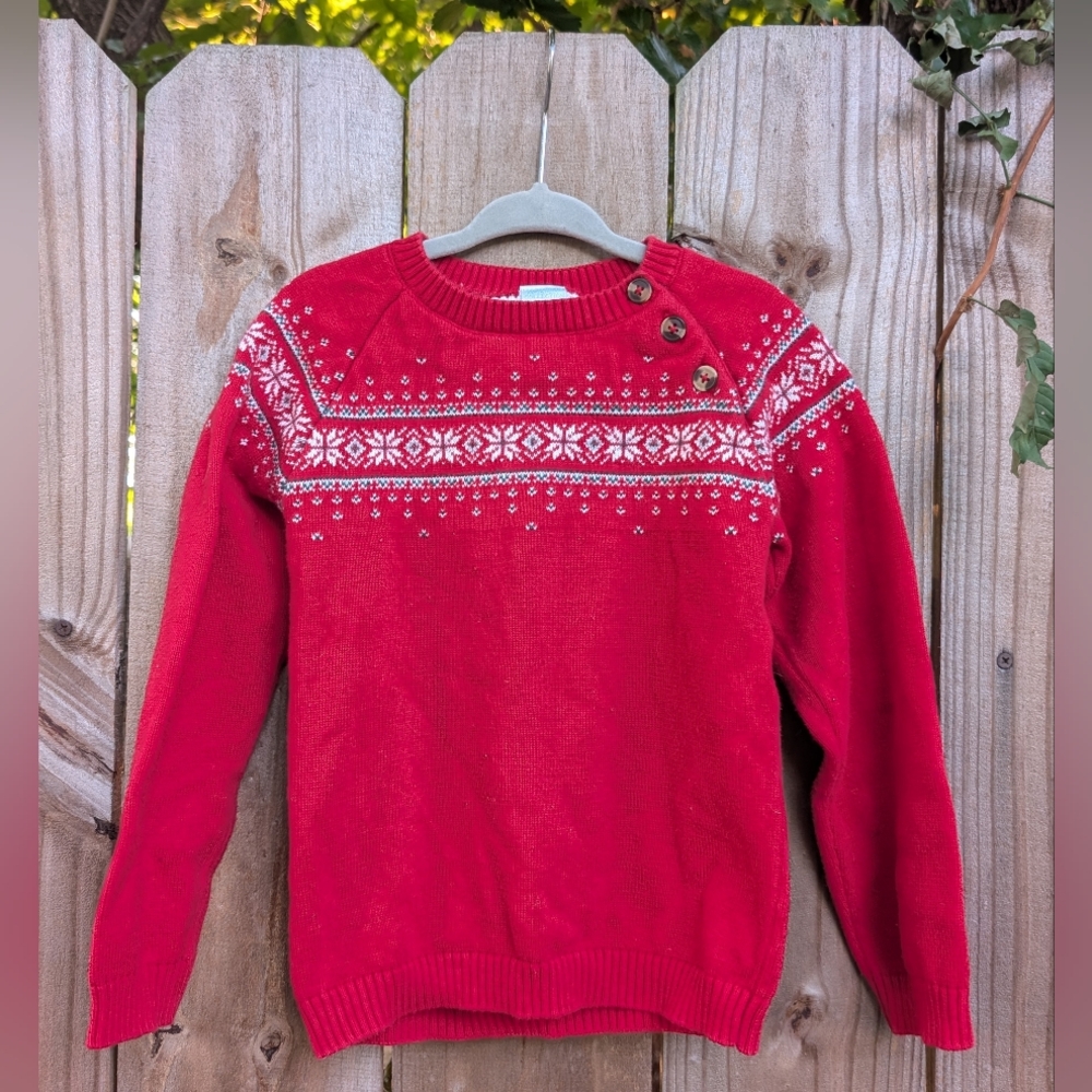 Edgehill Collection Kids Boys Classic Red Holiday Fair Isle Sweater